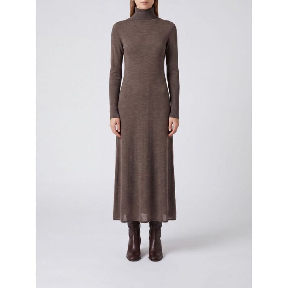 Pinko Women Slim Fit Wool Knit Midi Dress Pinko With Turtleneck